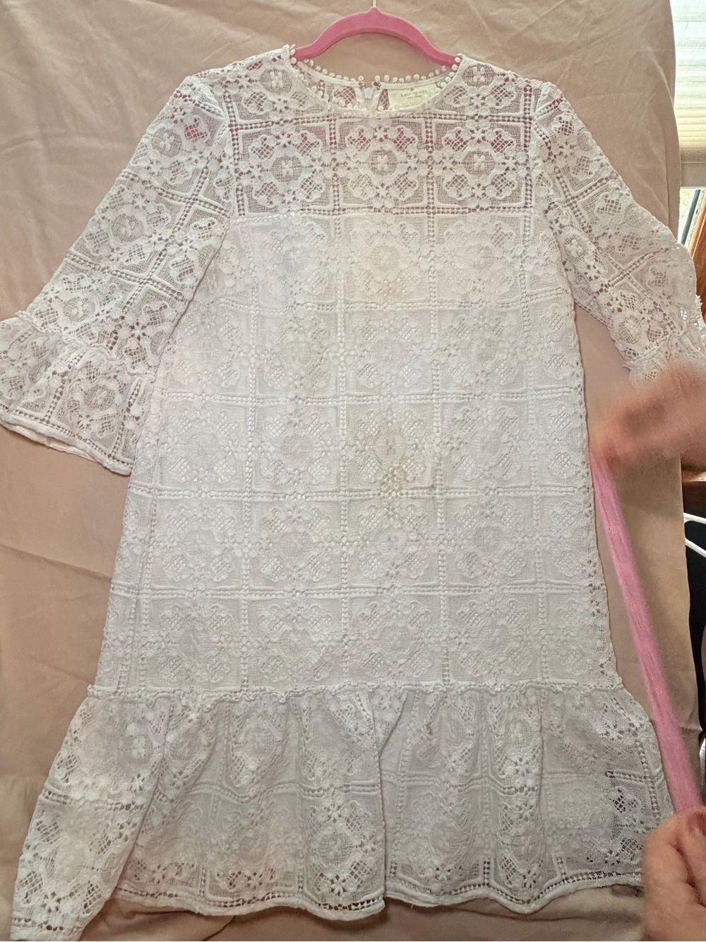 Kate spade Lace Overlay Ruffle-Hem Dress - White